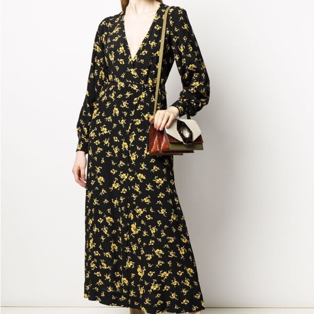 Ganni floral wrap maxi dress
